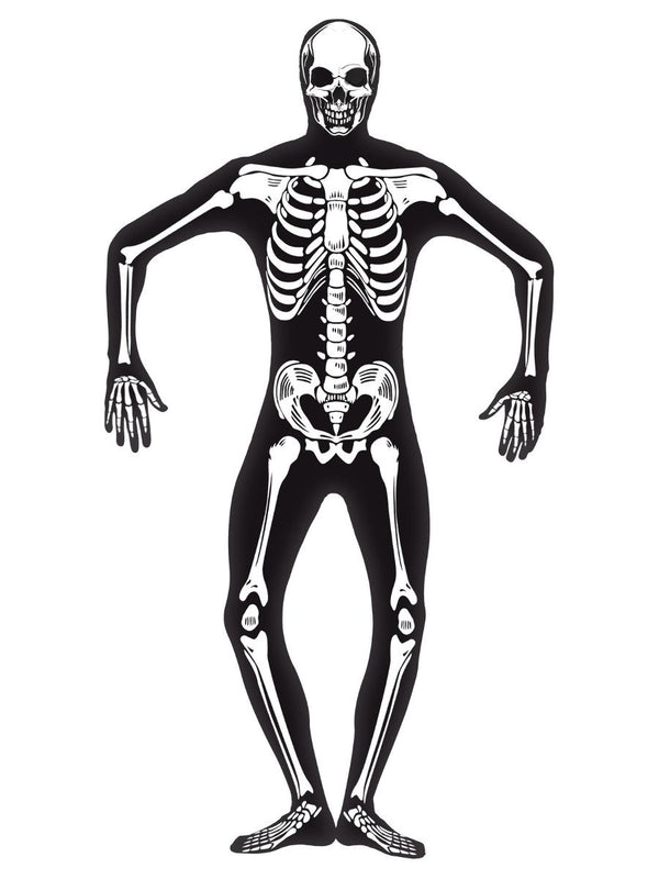 Adult Skeleton Second Skin Costume, Black